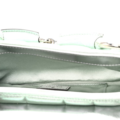 Iridescent Nappa Vertical Matelasse Small Maxi Horsebit Chain Shoulder Bag Iridescent Salvy Green