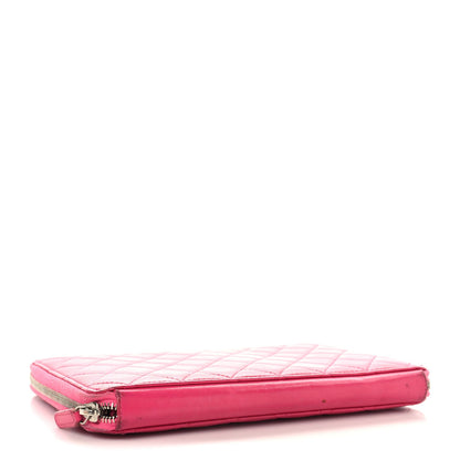 Lambskin Quilted Large Zip Around Organizer Wallet Pink