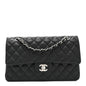 Lambskin Quilted Medium Double Flap Black