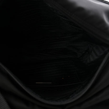 Tessuto Nylon Saffiano Double Buckle Messenger Shoulder Bag Black