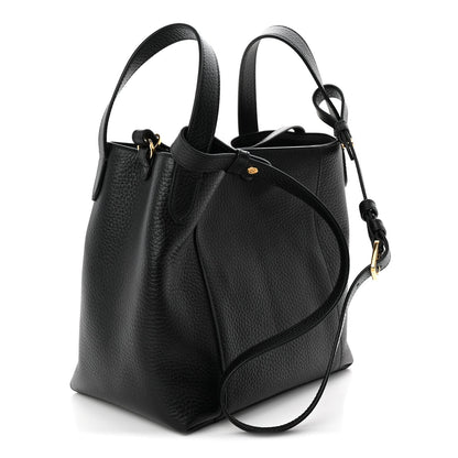 Calfskin Medium Signature Bucket Bag Black