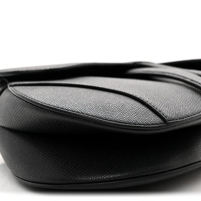 Grained Calfskin Saddle Bag Black