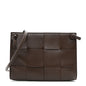 Lambskin Maxi Intrecciato Mini Cassette Crossbody Pouch Brown