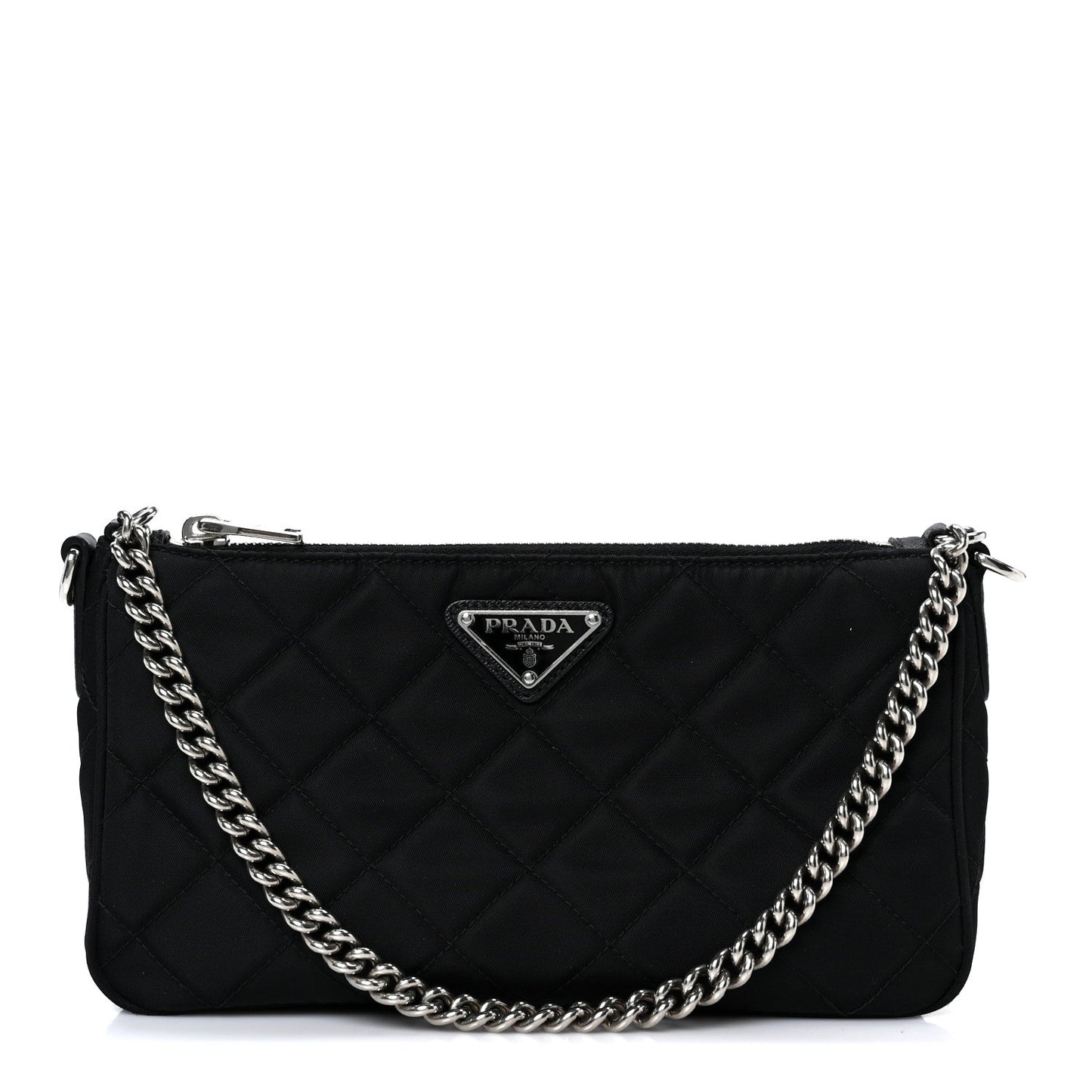 Nylon Tessuto Impuntu Quilted Crossbody Bag Black