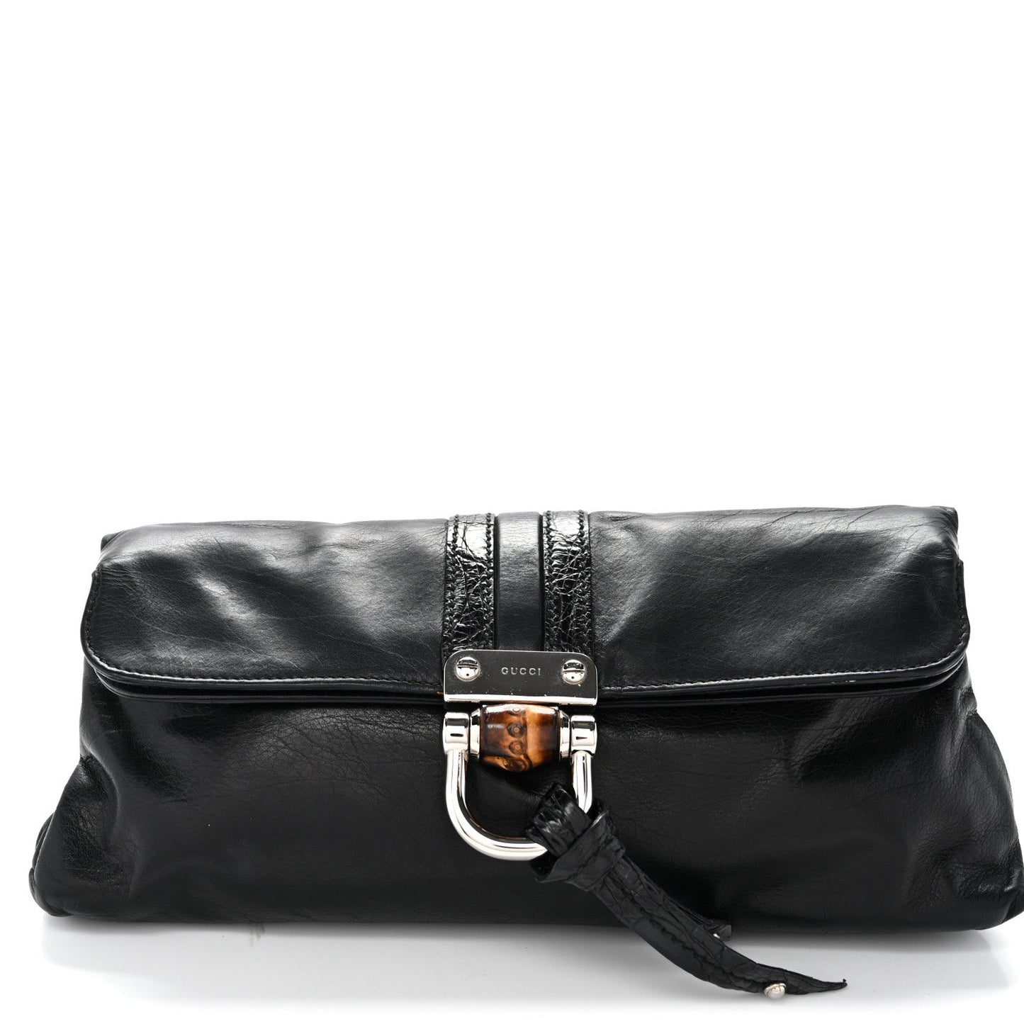 Calfskin Bamboo Croisette Clutch Black
