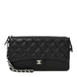 Caviar Quilted Classic Pouch With Handle Black