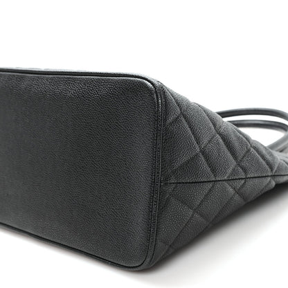 Caviar Quilted Medallion Tote Black