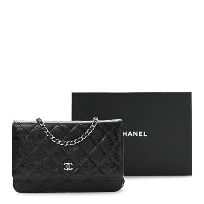 Caviar Quilted Wallet on Chain WOC Black