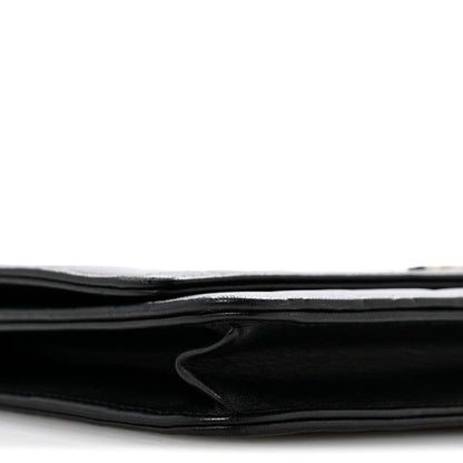 Lambskin Camellia Embossed Wallet On Chain WOC Black