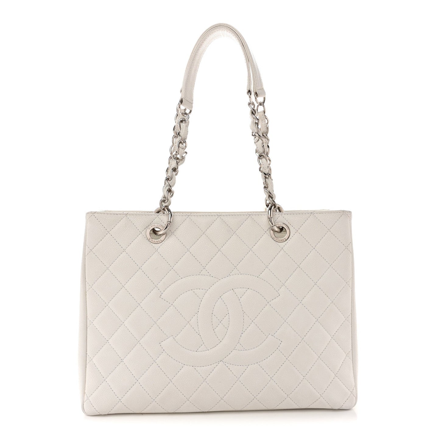 Caviar Quilted Grand Shopping Tote GST White