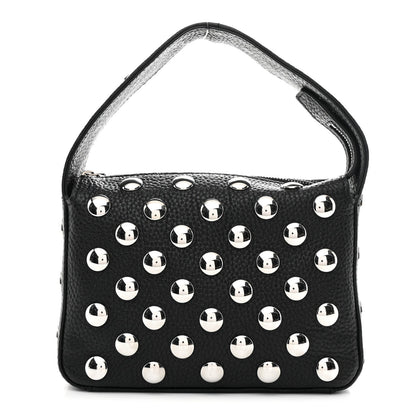 Pebbled Sport Calfskin Studded Small Elena Black