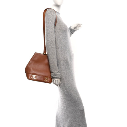 Calfskin CC Bucket Shoulder Bag Brown