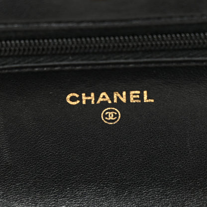 Lambskin Quilted Wallet On Chain WOC Black