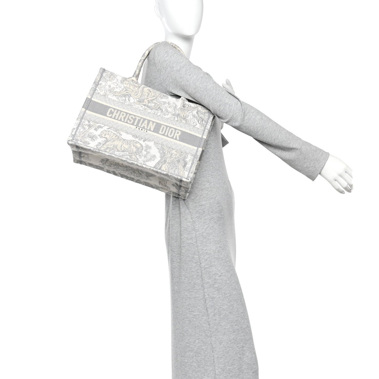 Canvas Embroidered Medium Dioriviera Toile De Jouy Book Tote Gray