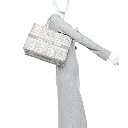 Canvas Embroidered Medium Dioriviera Toile De Jouy Book Tote Gray