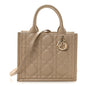 Calfskin Macro Cannage Small Book Tote Taupe