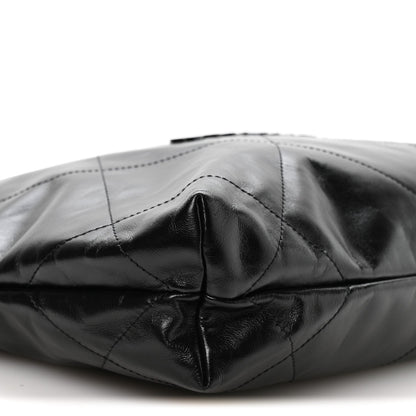 Shiny Calfskin Quilted Small Chanel 22 So Black