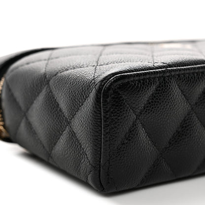 Caviar Quilted Top Handle Slim Vanity With Chain Black