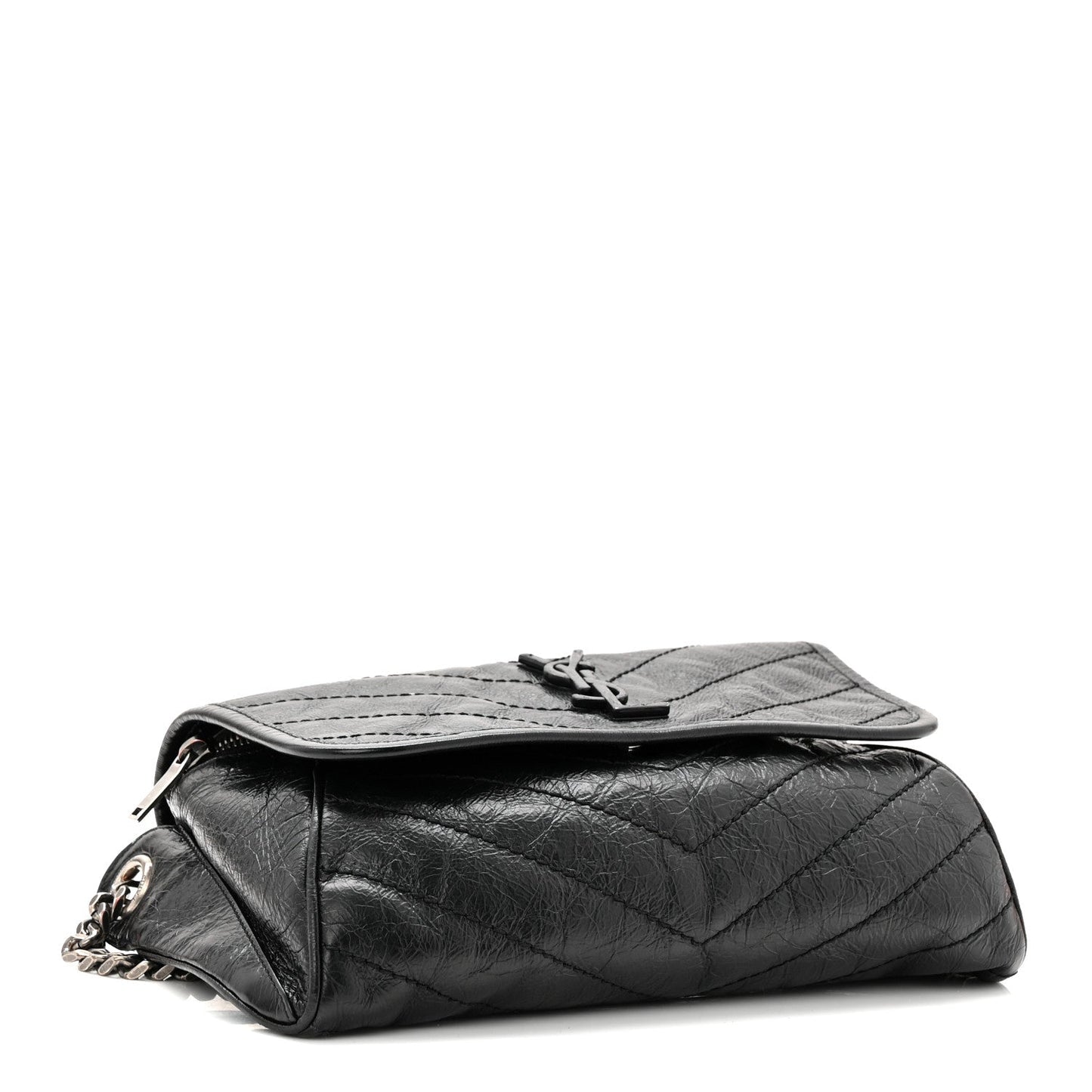 Crinkled Calfskin Matelasse Monogram Niki Body Bag Black