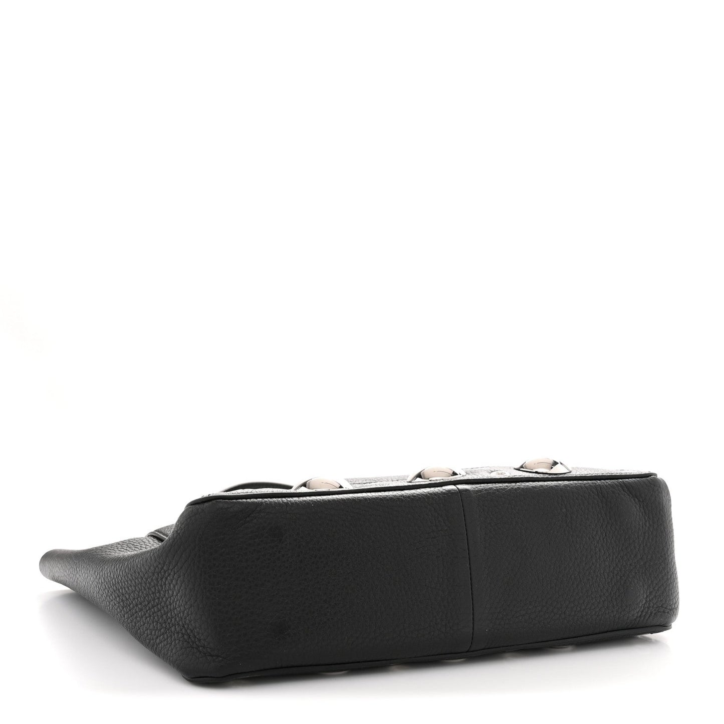 Grainy Calfskin Studded Small Nellcote Shopping Tote Black
