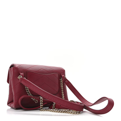 Calfskin Chevron Stitched Coco Waist Bag Red