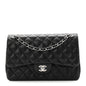 Lambskin Quilted Jumbo Double Flap Black