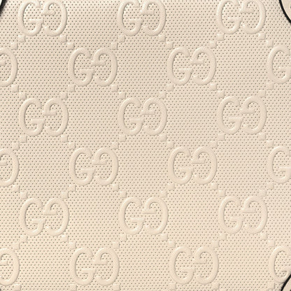 Calfskin GG Tennis Embossed Square Messenger Bag Mystic White
