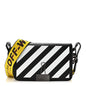 Saffiano Striped Mini Diag Binder Clip Bag Black White Yellow
