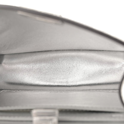 Crystal Vitello Laminato FF Petite Peekaboo I SEE U Satchel Crystal Argento
