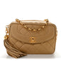 Lambskin Quilted Tassel Flap Camera Bag Light Beige