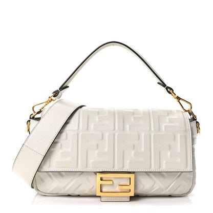Nappa FF 1974 Embossed Baguette White