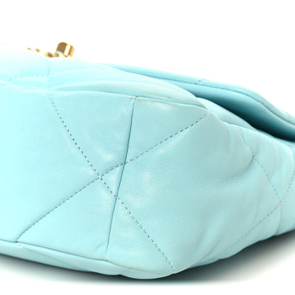 Lambskin Quilted Large Chanel 19 Flap Light Blue