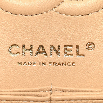 Caviar Quilted Small Double Flap Beige
