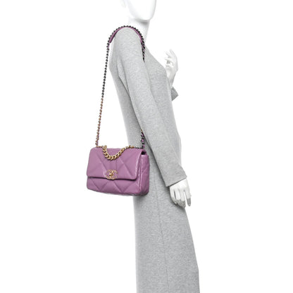 Goatskin Quilted Medium Chanel 19 Flap Violet Purple