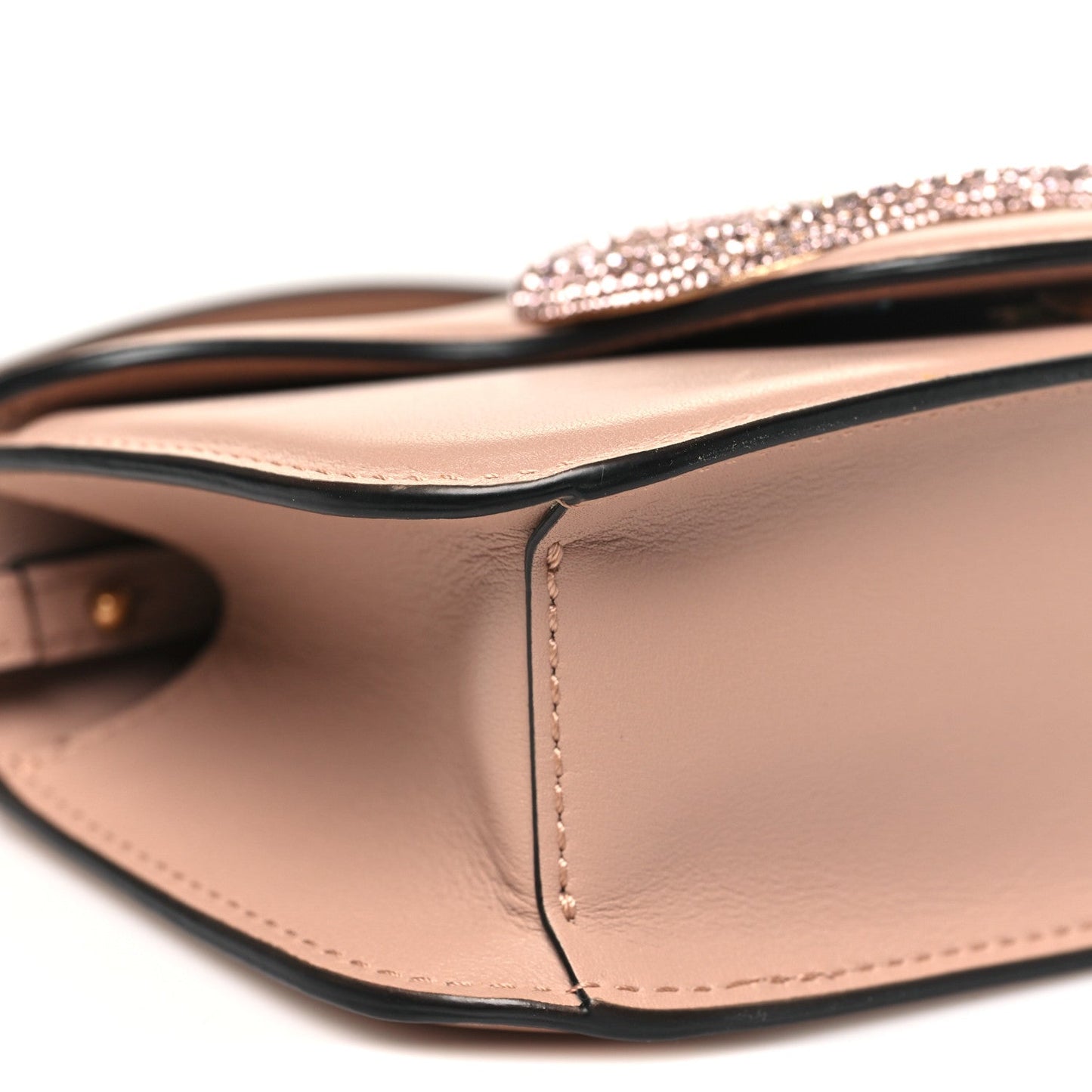 Calfskin Crystal Vlogo Small Loco Shoulder Bag Rose Cannelle