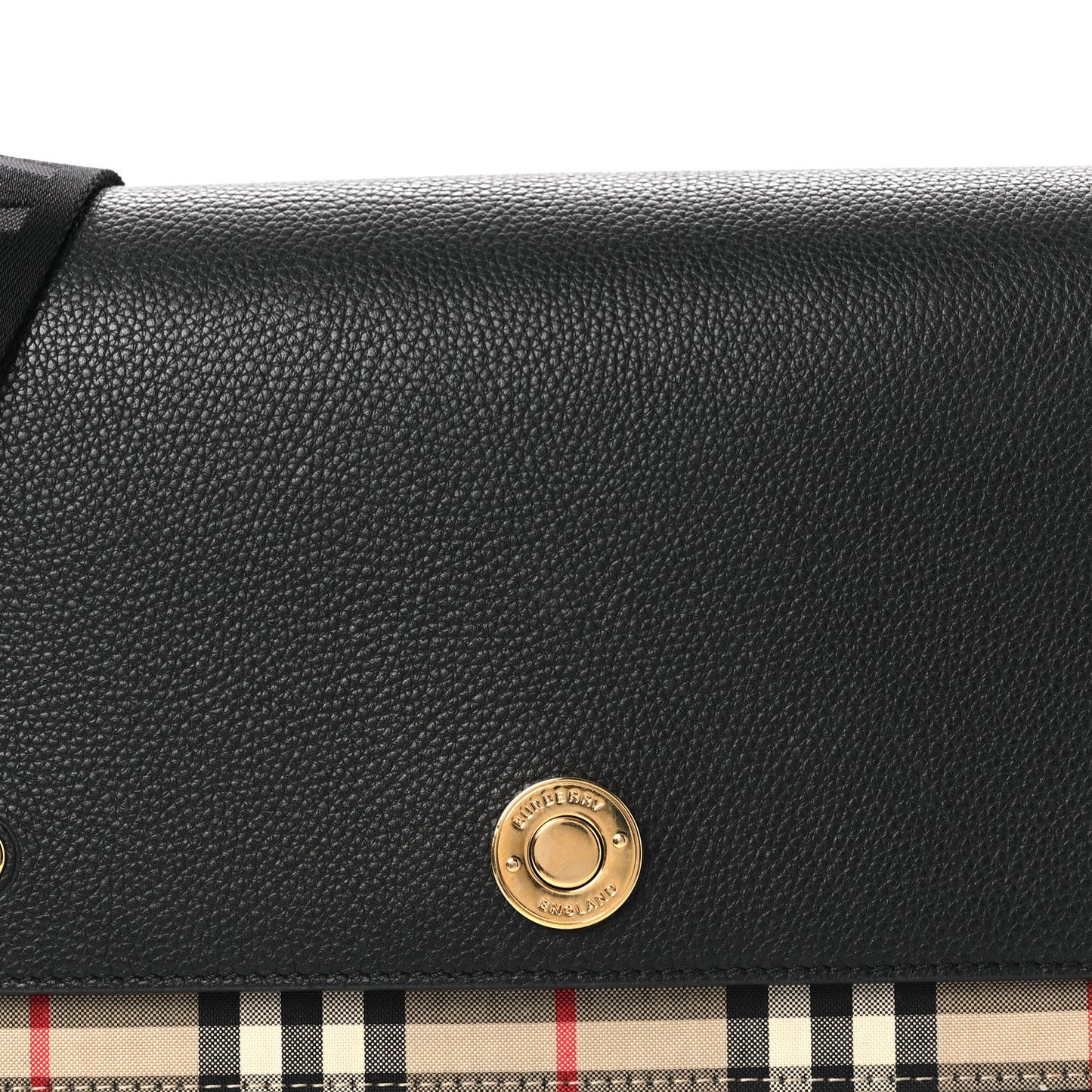Grainy Calfskin Vintage Check Note Crossbody Bag Black