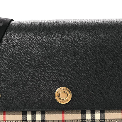 Grainy Calfskin Vintage Check Note Crossbody Bag Black