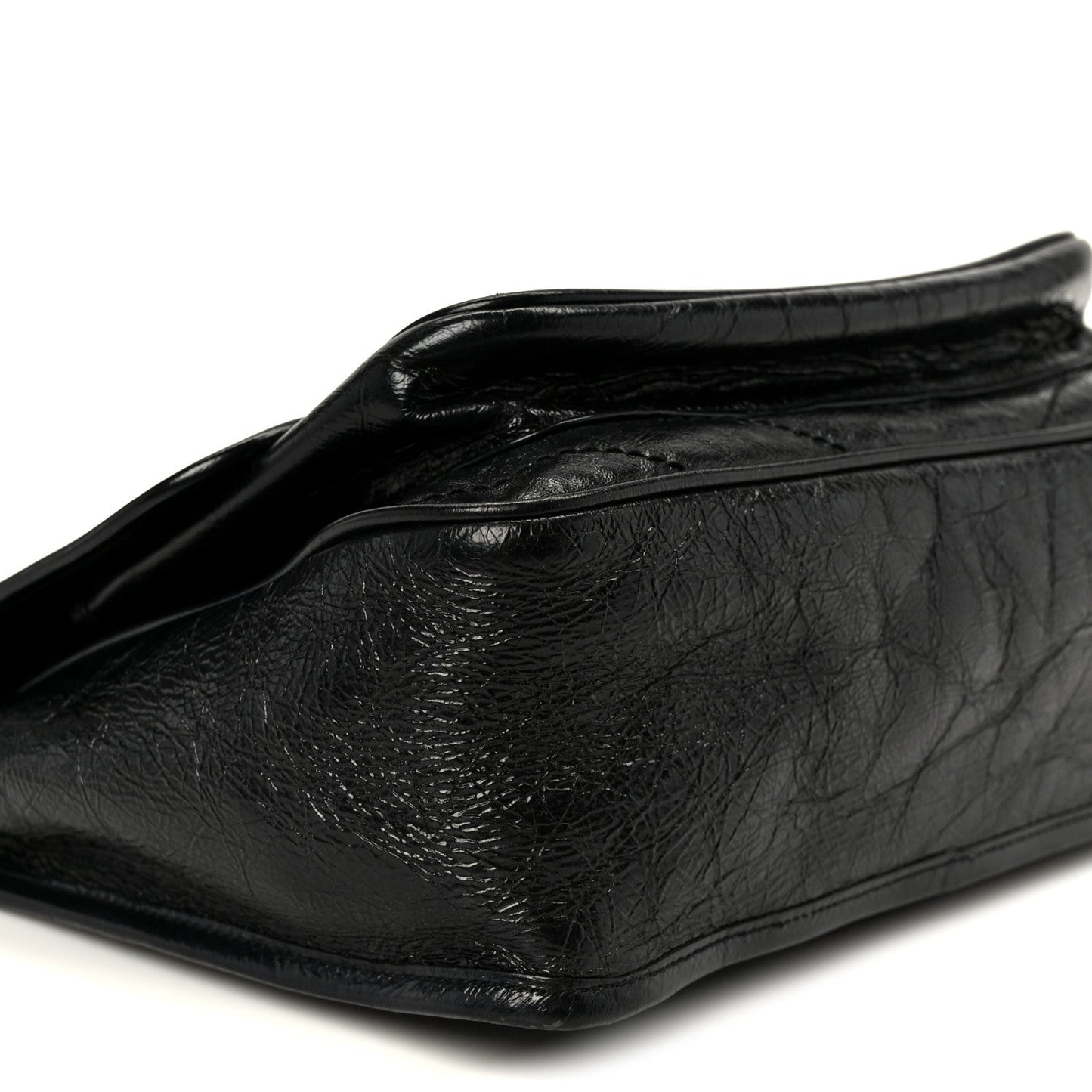 Crinkled Calfskin Matelasse Monogram Medium Niki Chain Satchel Black