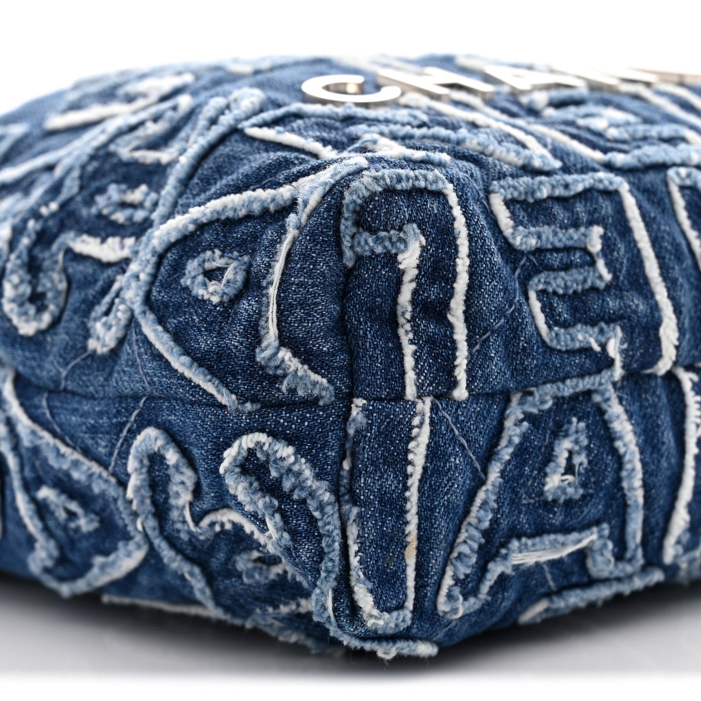 Denim Patchwork Quilted Mini Chanel 22 Blue