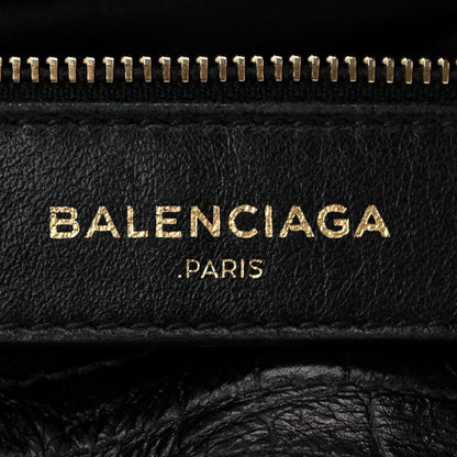 Calfskin Crocodile Embossed Giant 12 Gold Hardware City Black
