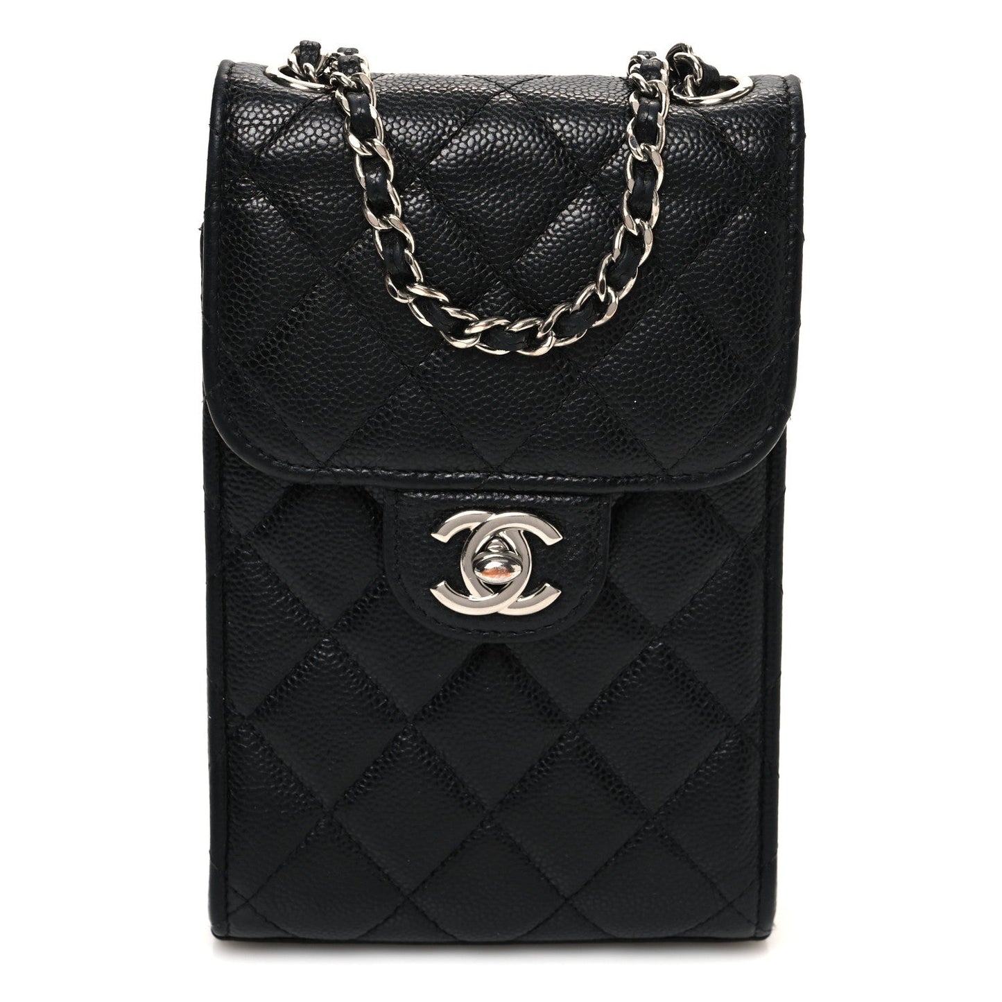 Caviar Quilted Classic Phone Holder Black