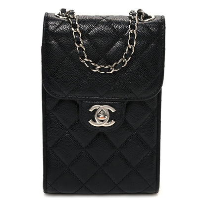Caviar Quilted Classic Phone Holder Black