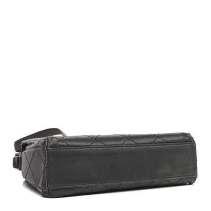 Satin Quilted Crystal CC Square Flap Grey
