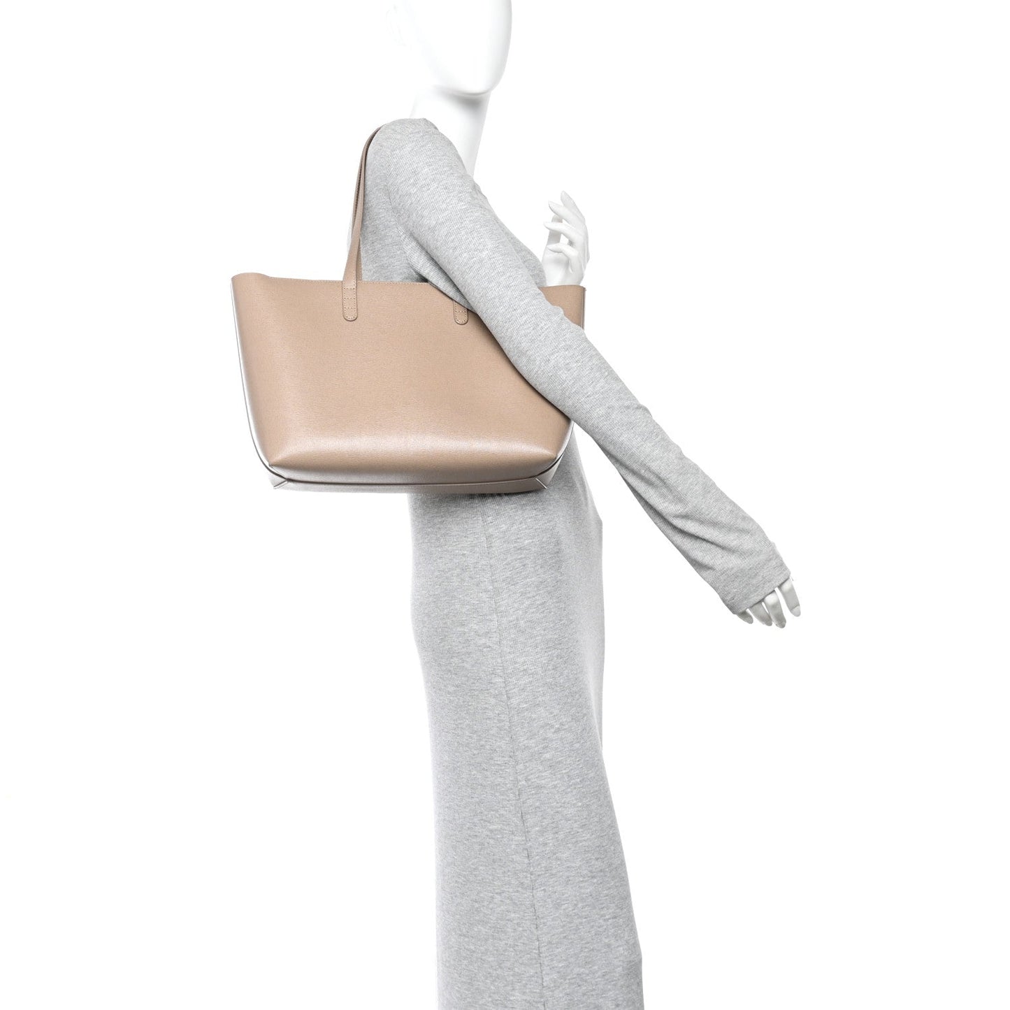 Saffiano Small Zip Tote Beige