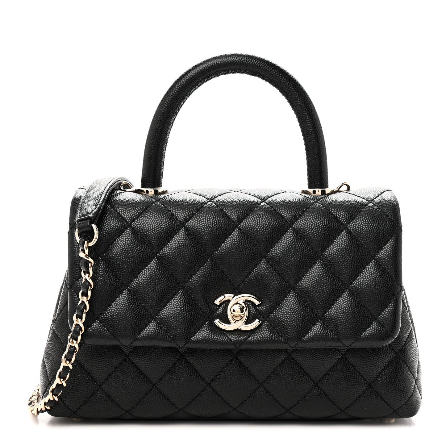 Caviar Quilted Mini Coco Handle Flap Black