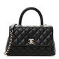 Caviar Quilted Mini Coco Handle Flap Black
