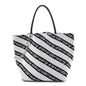Knit Jacquard Diagonal Logo Roxy Tote White Black
