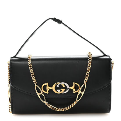Smooth Calfskin Small Zumi Top Handle Shoulder Bag Black