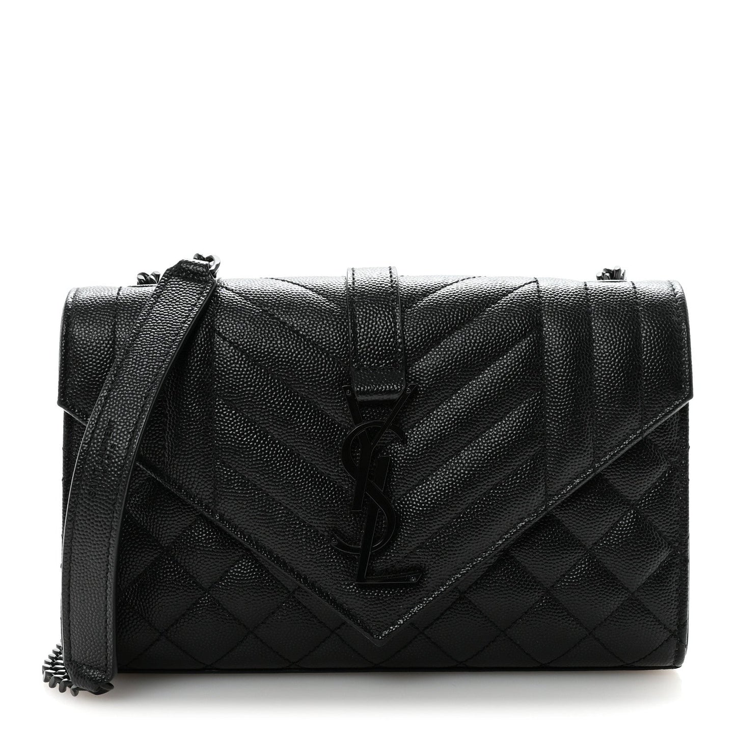 Grain De Poudre Textured Mixed Matelasse Triquilt Small Monogram Monochrome Satchel Black