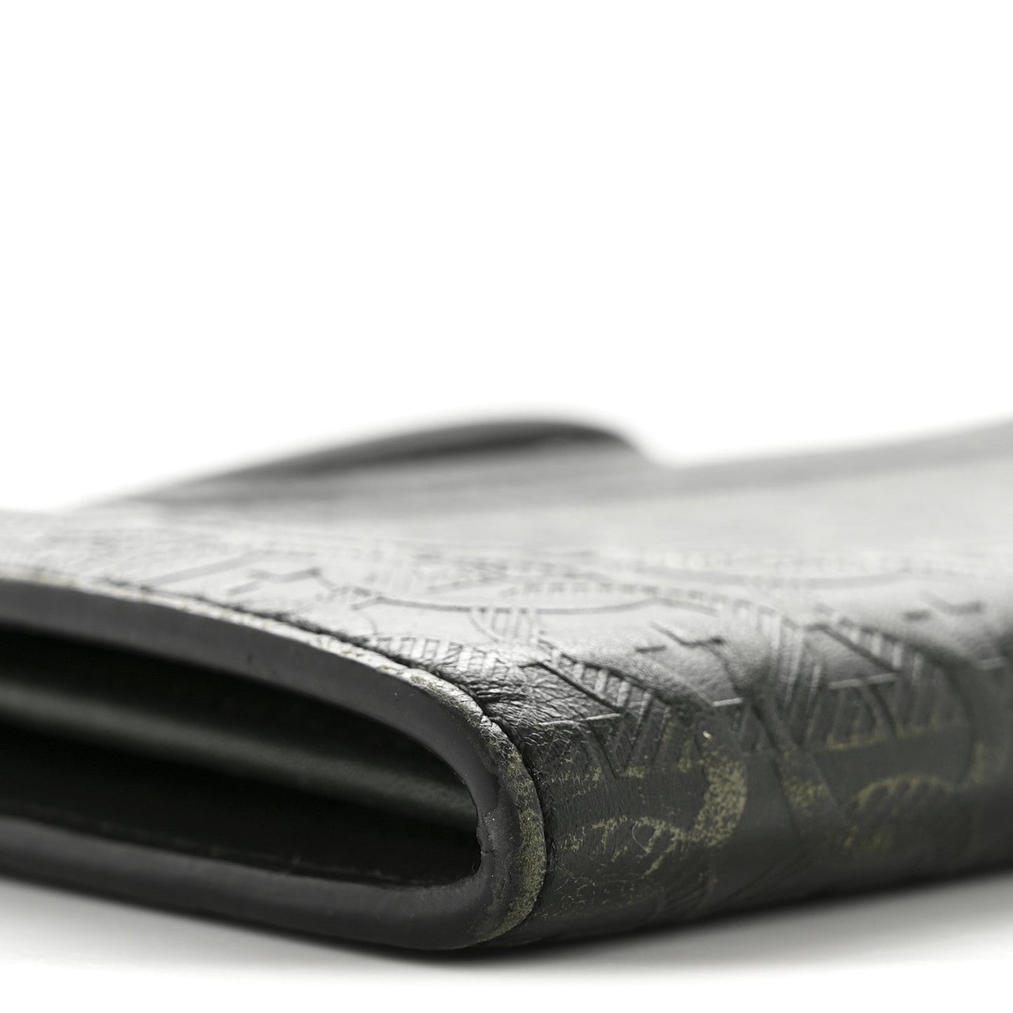Calfskin Gancini Embossed Wristlet Clutch Dark Green